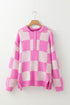 'Galena' Pink Checkered Sweater - Celes Fashion